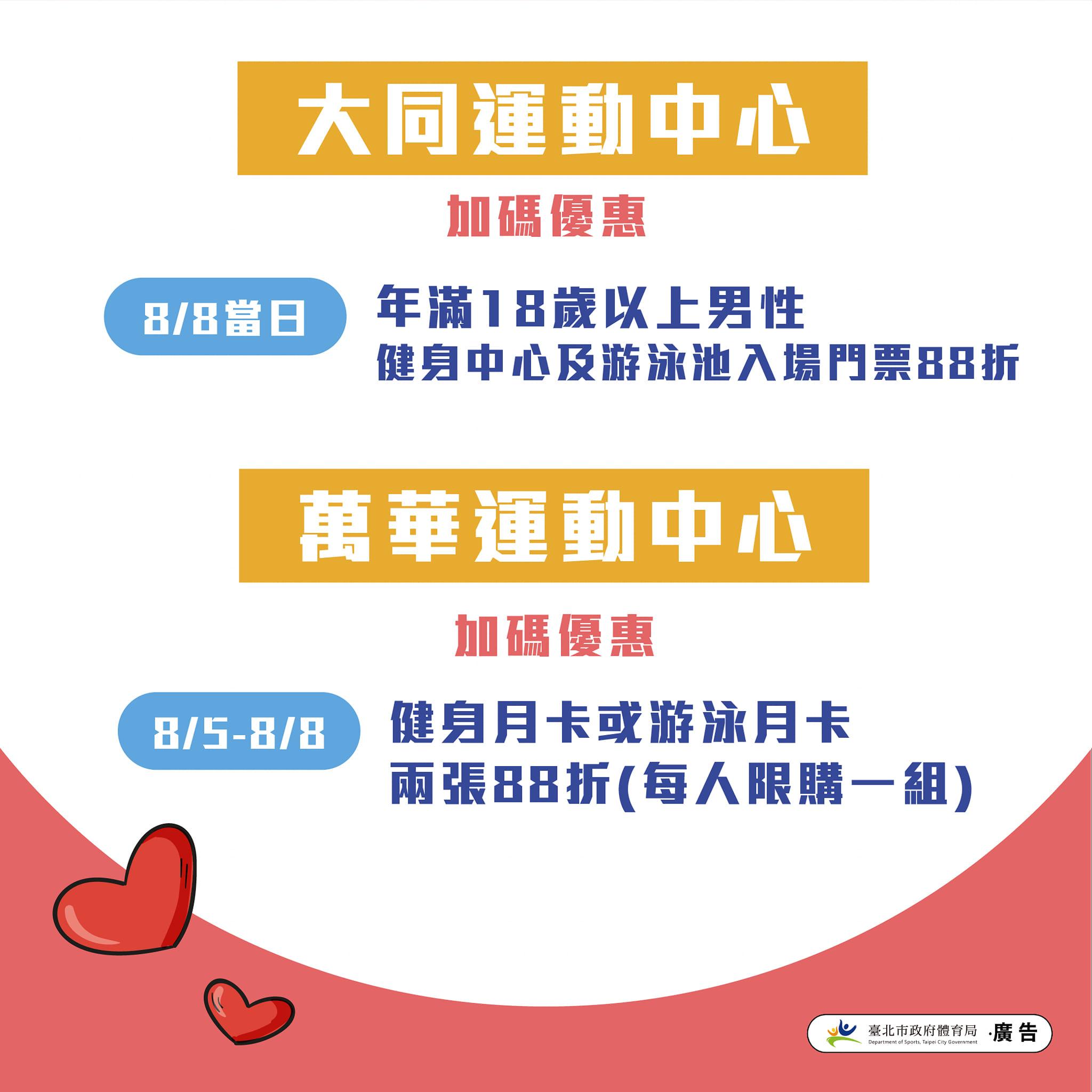 北市體育局祭父親節運動中心優惠。（圖／北市體育局）