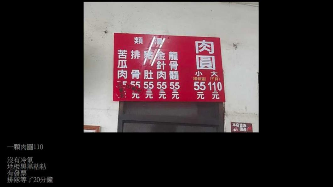 阿三肉圓的菜單。(圖/翻攝自PTT)