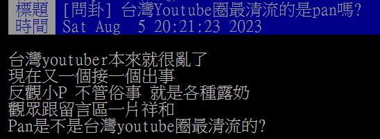 小P的風格一直都是性感彈鋼琴,因此不少網友認為她是「最清流YTR」。(圖/翻攝自PTT)
