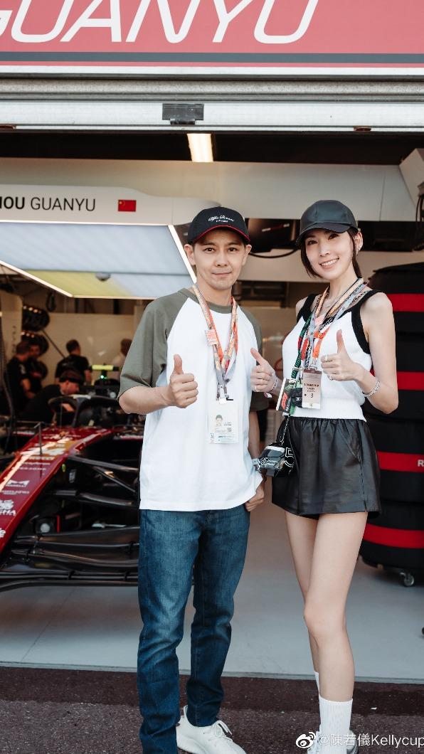 林志穎傷後復出，日前夫妻一起去法國看F1賽車。（圖／翻攝自陳若儀微博）