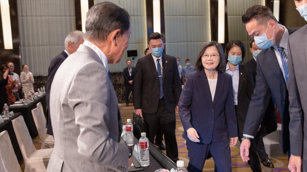 蔡英文、麻生太郎出席「凱達格蘭論壇-2023印太安全對話」開幕式。（圖／總統府提供）