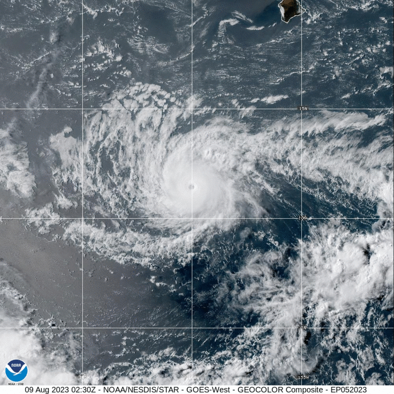 位於東太平洋的朵拉颶風,可能會在周六跨過換日線。(圖/翻攝NOAA)