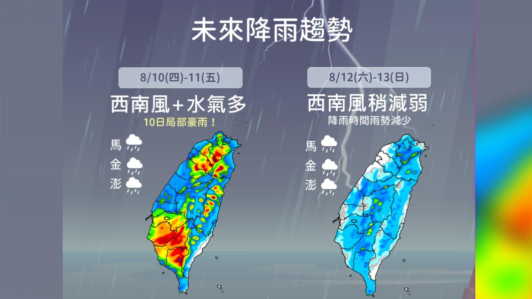 未來一週全台各地都有雨。（圖／翻攝自中央氣象局）