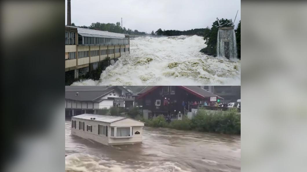 有片/暴雨狂襲挪威!房屋遭捲撞上橋樑 大壩潰堤沖毀道路