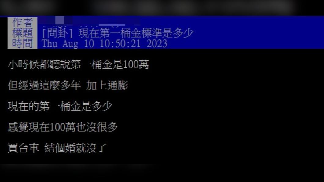 網友好奇現在第一桶金的標準。(圖/翻攝自PTT)