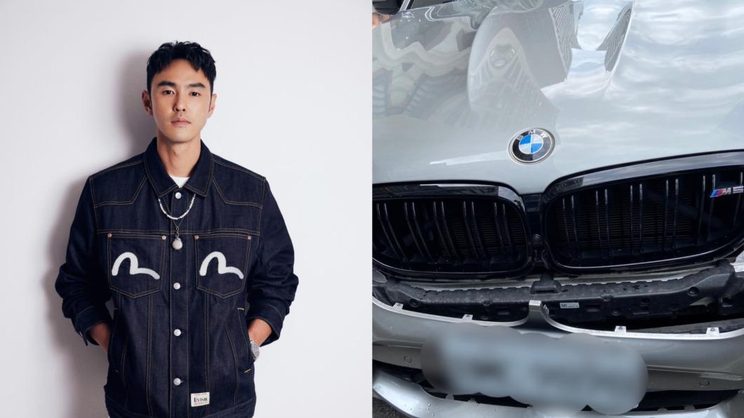 阮經天驚傳車禍,車輛擦撞水泥車。(圖/翻攝自阮經天臉書、TVBS)