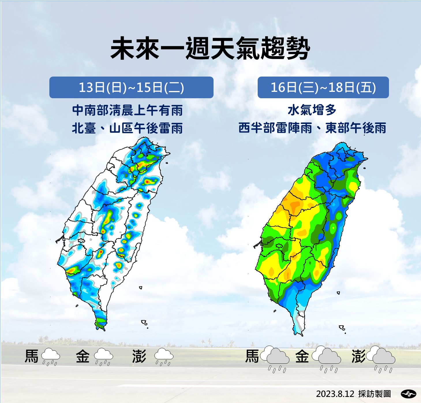 未來一週天氣趨勢。(圖/中央氣象局)