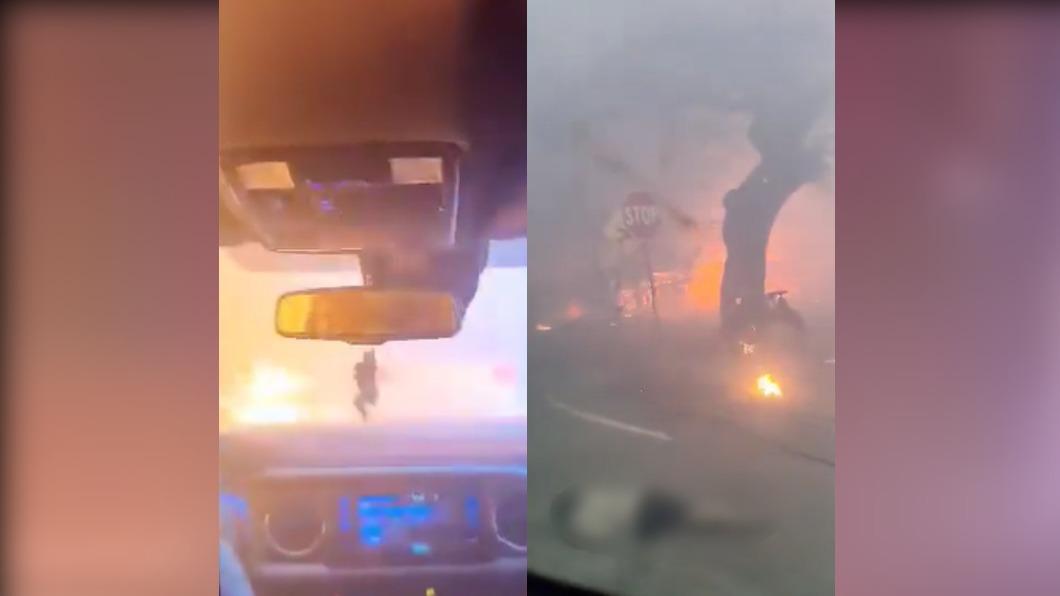 有片/男夏威夷駕車「穿越火海」逃生!沿途烈焰猛衝 見人倒地不敢救