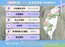 網友熱議六大波波草景點排行。(圖/社群實驗室)