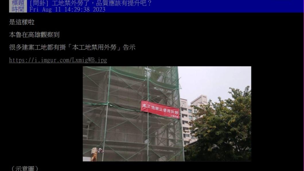 網友好奇詢問，台灣勞工蓋房子品質會比較好嗎？（圖／翻攝自PTT）
