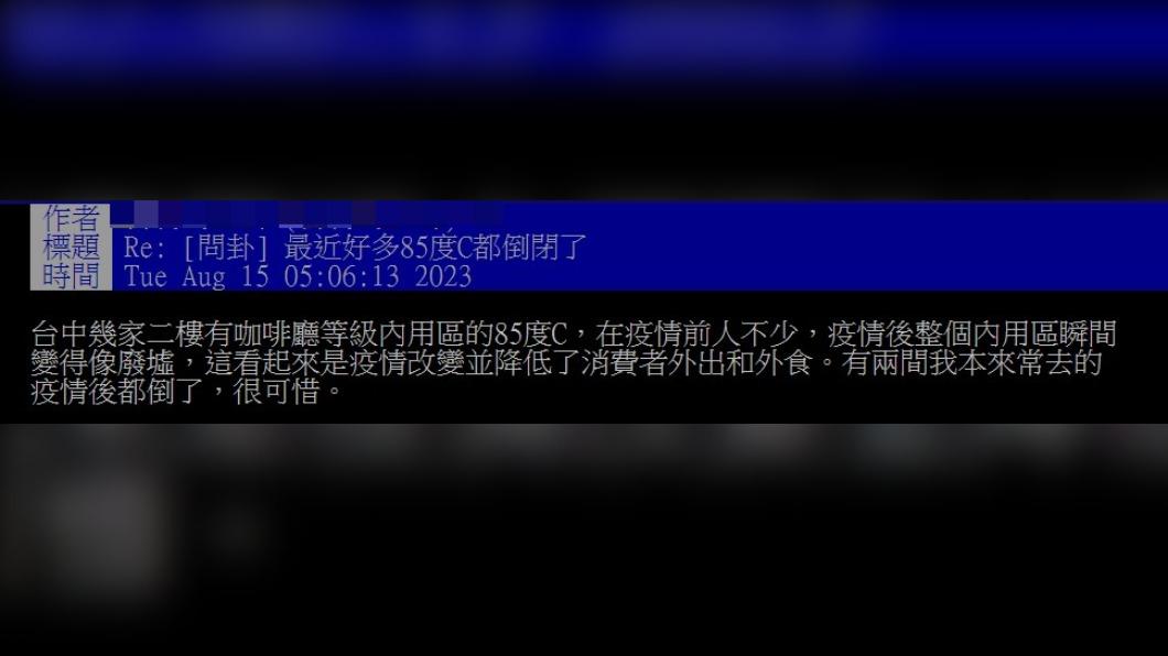 網友好奇85度C倒閉的原因。（圖／翻攝自PTT）