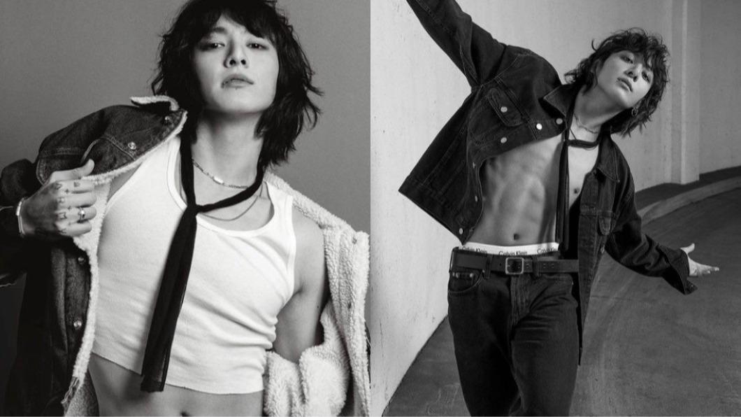 柾國也在廣告中裸上身。(圖/翻攝自Calvin Klein IG)