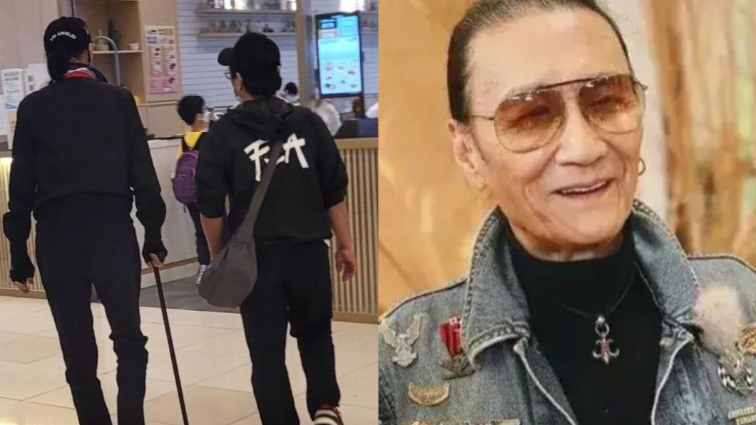 謝賢儘管拄著拐杖但步伐穩健，身體狀況看起來不錯。（圖／翻攝自微博）