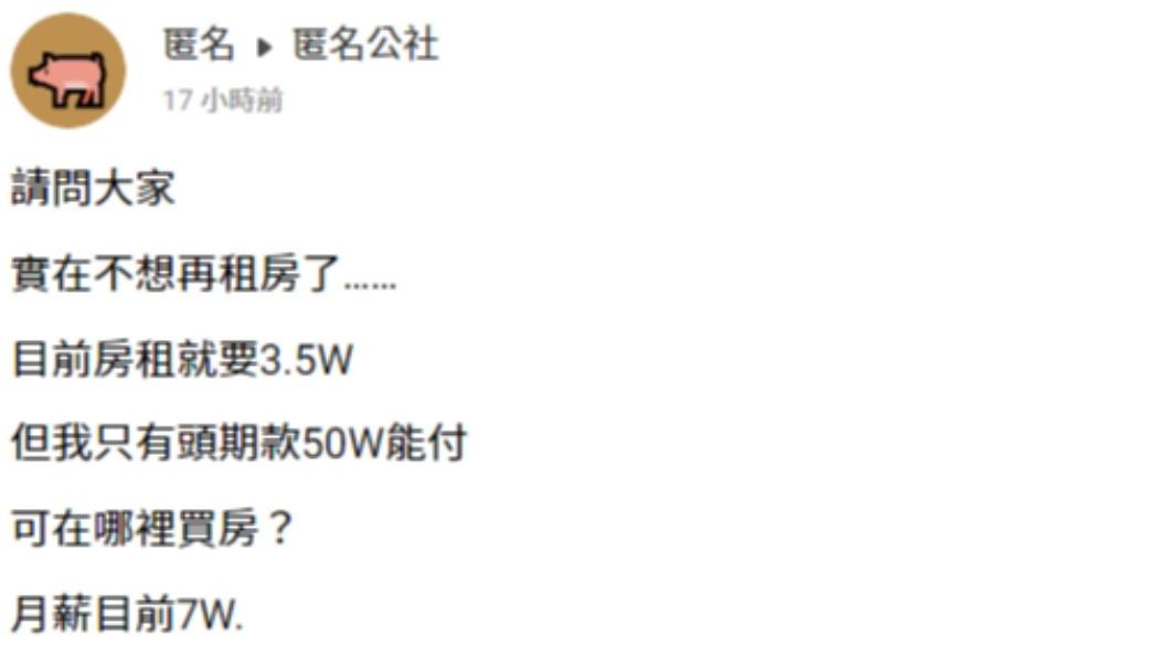 原PO發文。(圖/翻攝自匿名公社)