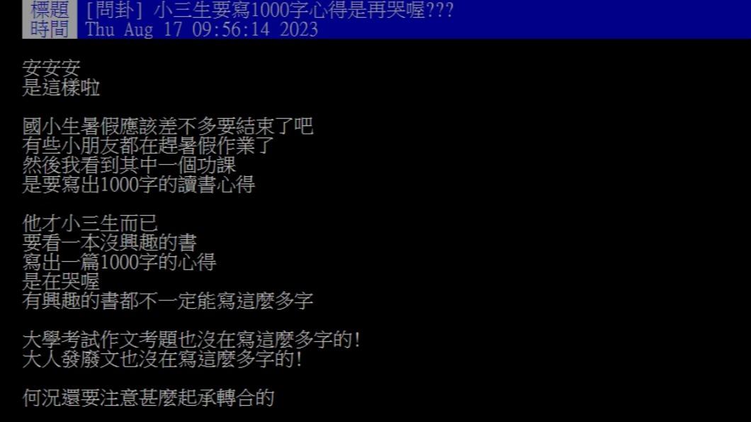 原PO發文。（圖／翻攝自PTT）