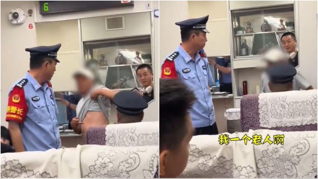 老翁硬搶母子的座位，不聽勸還倚老賣老。（圖／翻攝自《時間視頻》）