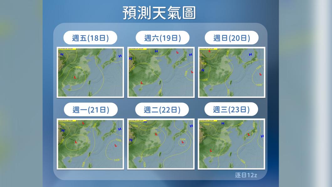 未來一週預測天氣圖。(圖/氣象局提供)