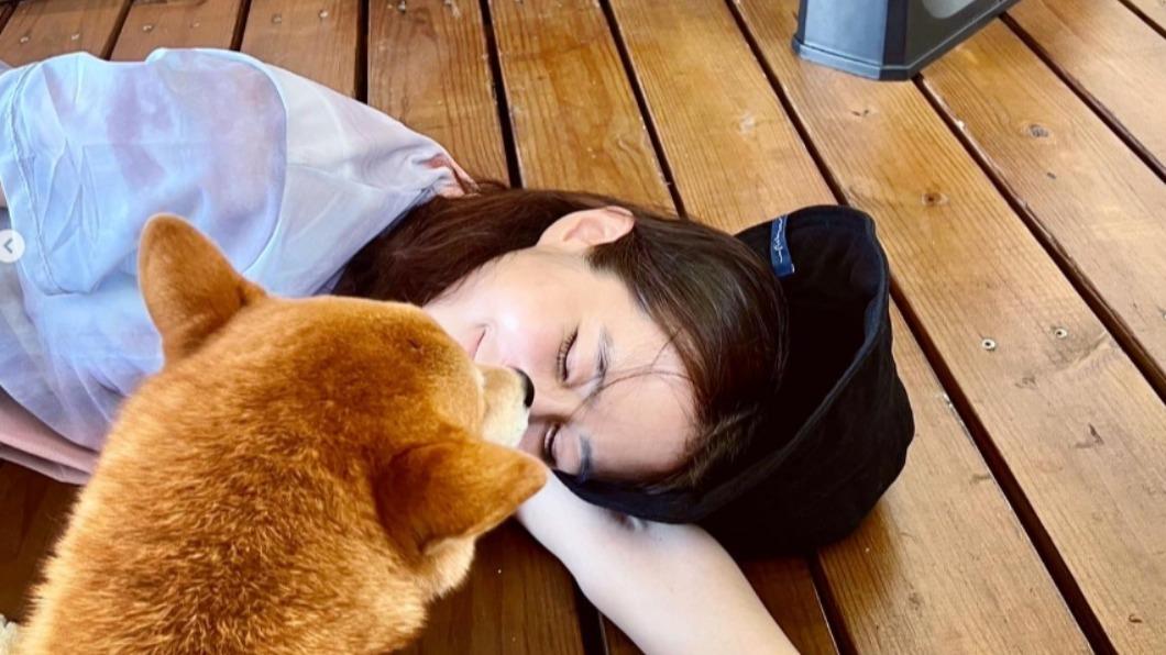 温貞菱開心和柴犬合照。(圖/翻攝自温貞菱 IG)