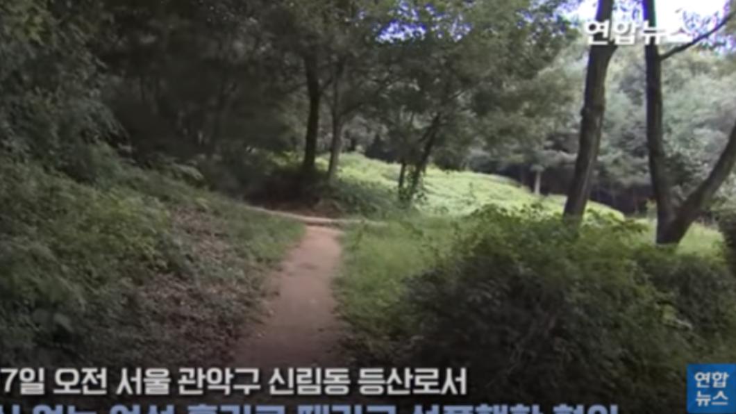 事件地點位於首爾新林洞,一座位於半山腰的公園。(圖/翻攝自연합뉴스 Yonhapnews YouTube)