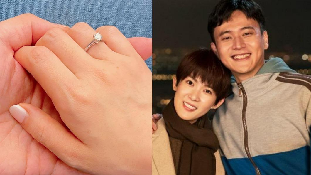 劉冠廷在七夕向孫可芳求婚成功。（圖／翻攝自孫可芳臉書、牽猴子提供）