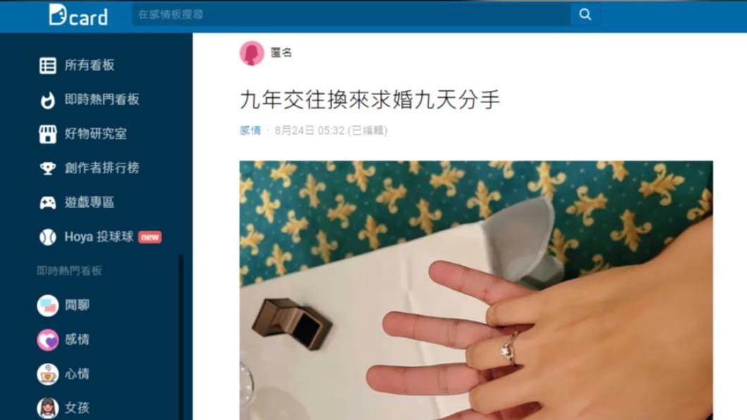 網友痛訴自己花9年看清另一伴。(圖/翻攝自Dcard)