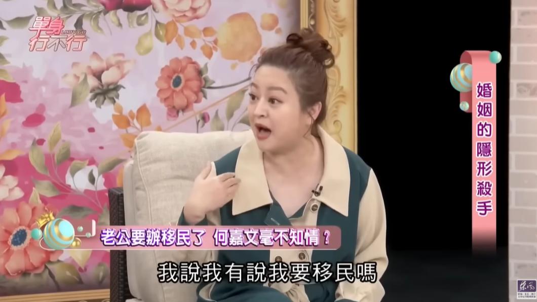 何嘉文老公決定移民,卻未告知她。(圖/翻攝自東風衛視YouTube)