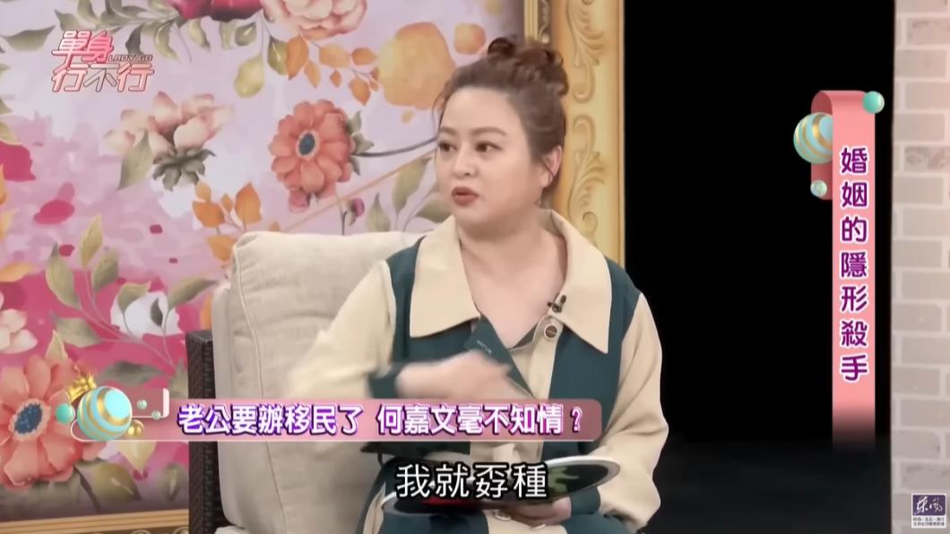 何嘉文與老公因移民一事,爆發激烈爭執。(圖/翻攝自東風衛視YouTube)