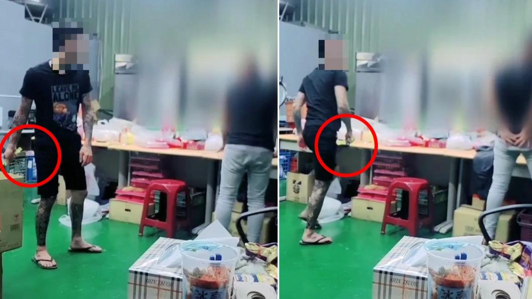 一名黑衣男持棒狀物重打員工臀部,引發各界關注。(圖/翻攝自當事人臉書)