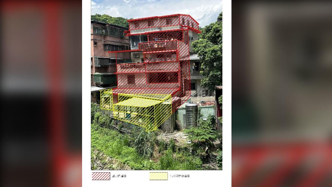 張錦豪劃出違建區塊。(圖/翻攝自張錦豪臉書)