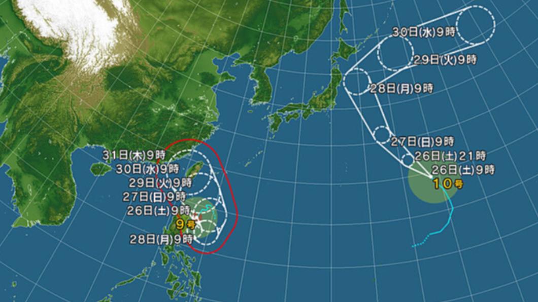 日本預測蘇拉颱風將撲向台灣。(圖/翻攝自tenki.jp)