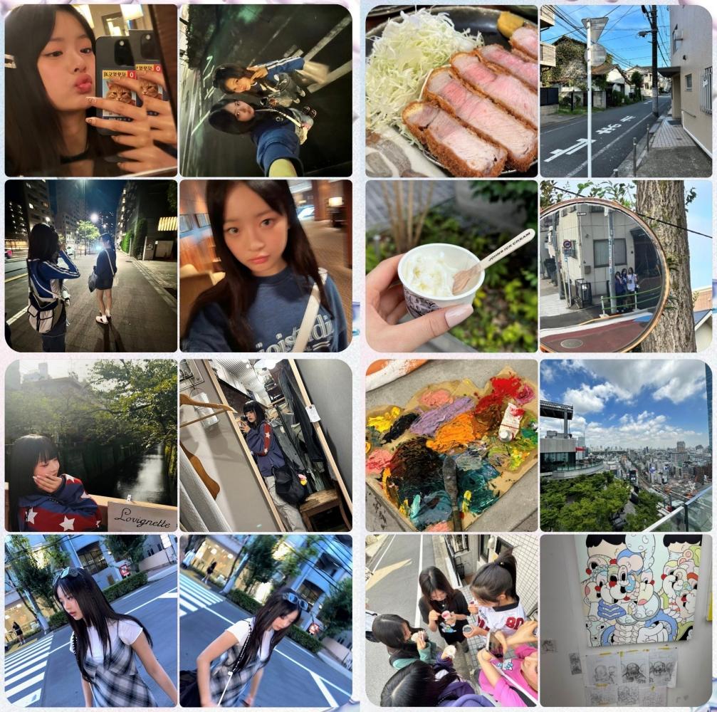 Hanni說日本是壽司之國,不過日本網友開玩笑她分享的旅遊照沒有壽司。(圖/翻攝自NewJeans推特)