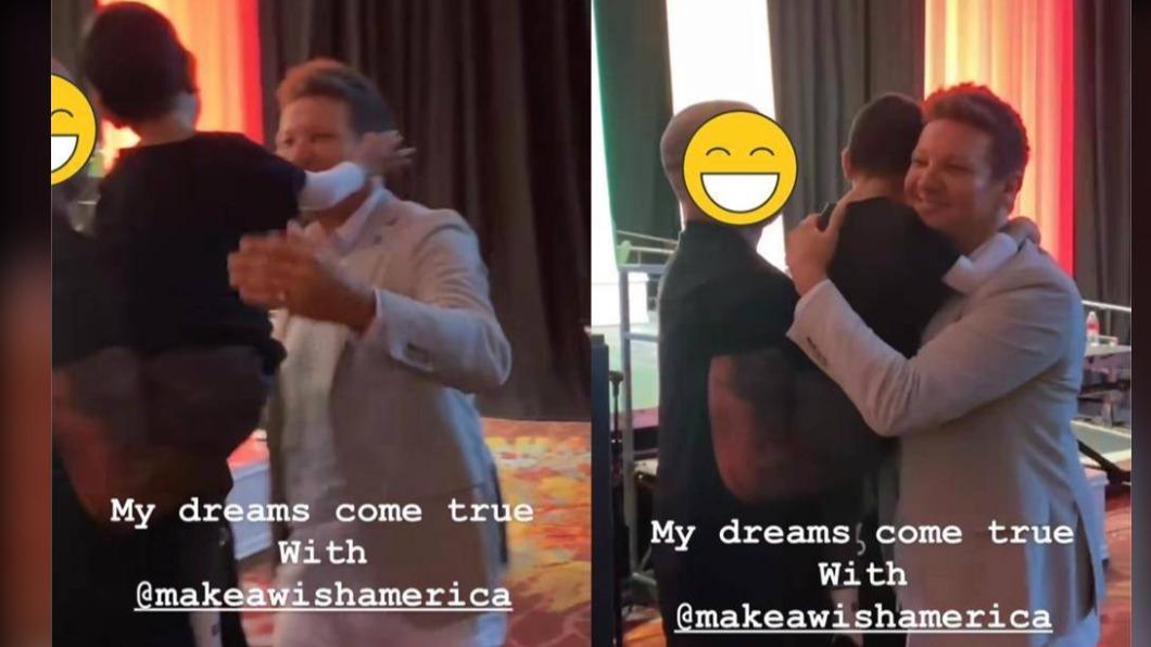 傑瑞米雷納圓病童見大明星夢想。(圖/翻攝自@jeremyrenner IG)