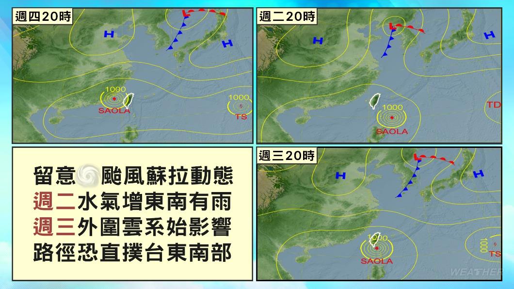 蘇拉颱風恐直撲台東南部。(圖/TVBS)
