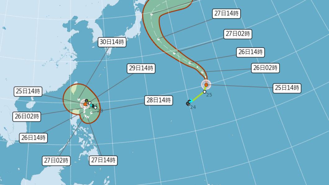 目前位台灣鵝鑾鼻南南東方630公里海面上。(圖/氣象局)