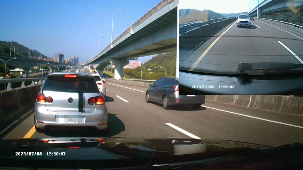 因前方來車急煞,魚乾緊急煞車,沒想到後方來車未減速而撞上。(圖/翻攝自魚乾YT)