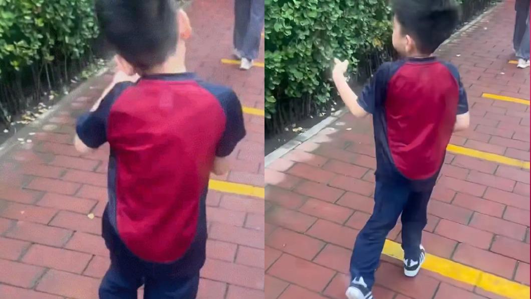陳妍希拍下兒子上學背影,身上制服被起底是知名國際學校。(圖/翻攝自圈內妹妹微博)