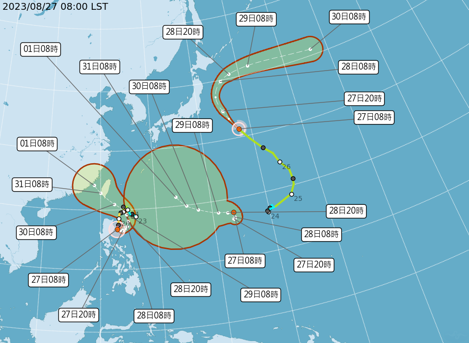 蘇拉颱風路徑。（圖／翻攝自中央氣象局）