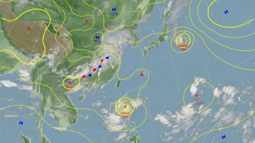 蘇拉颱風接近台灣。（圖／氣象局）