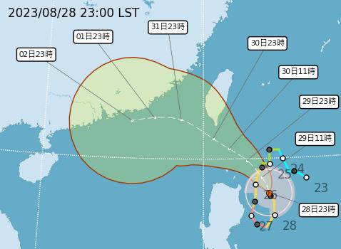 蘇拉正式發布海上颱風警報。(圖/中央氣象局)