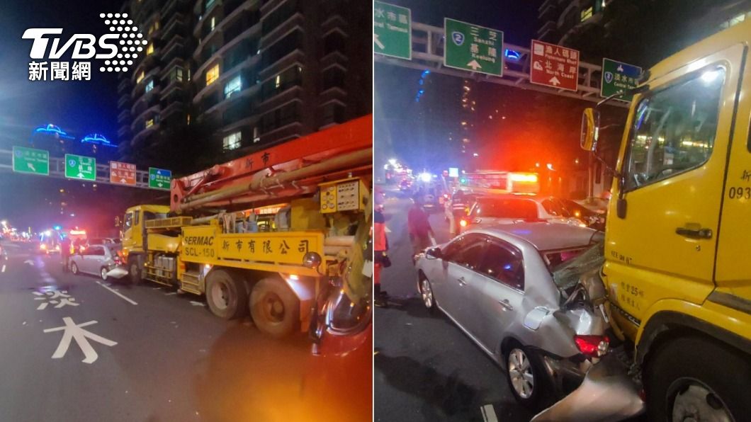 水泥車駕駛恍神直接衝上去　4汽車等紅燈衰被追撞
