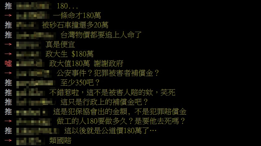 補償金額出爐引發熱烈討論。(圖/翻攝自批踢踢)