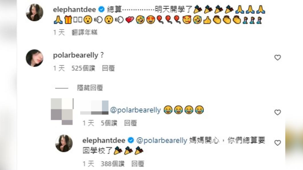 小S大女兒現身留言,讓網友笑翻。(圖/翻攝自IG@elephantdee)