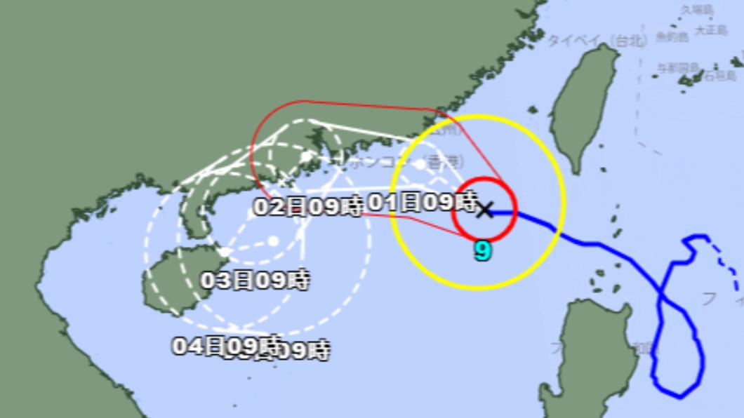 蘇拉颱風遠離台灣後將撲向香港。(圖/翻攝自日本氣象廳)