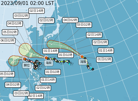 海葵恐以中颱之姿直撲北台。(圖/翻攝自中央氣象局)
