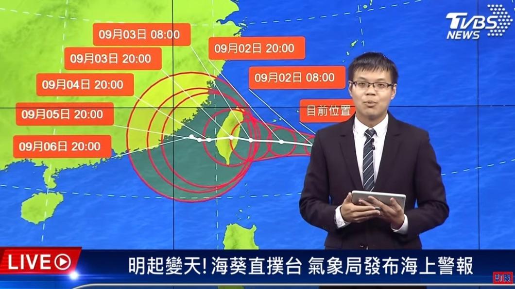 海葵颱風路徑預測。(圖/TVBS)
