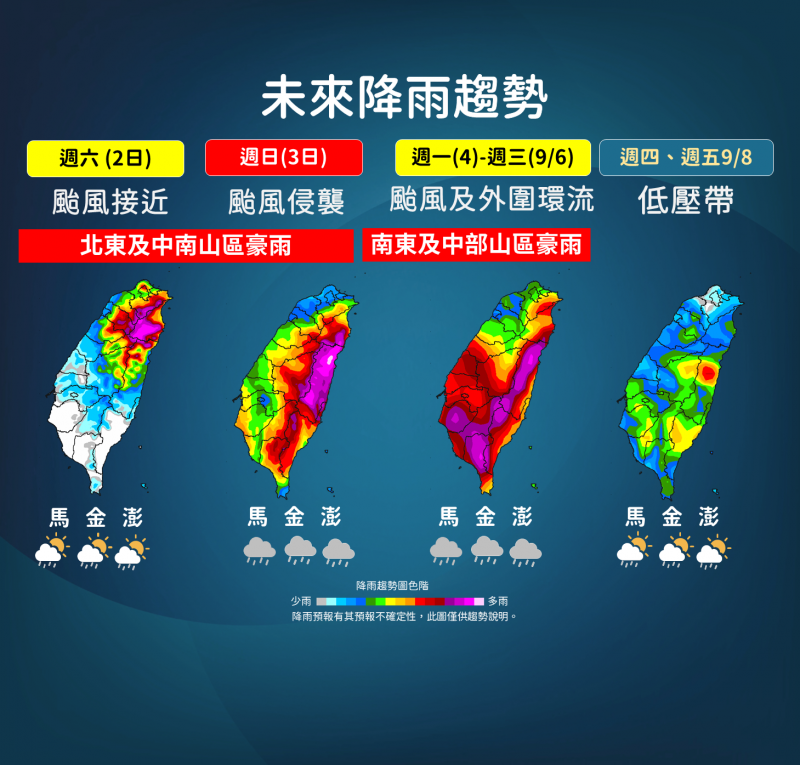 未來降雨趨勢。(圖/中央氣象局)