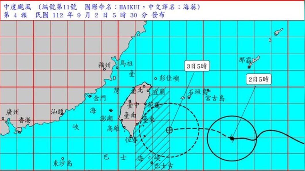 氣象局預計最快今(2日)上午11時30分發布陸警。(圖/翻攝自 報天氣-中央氣象局 臉書粉專)