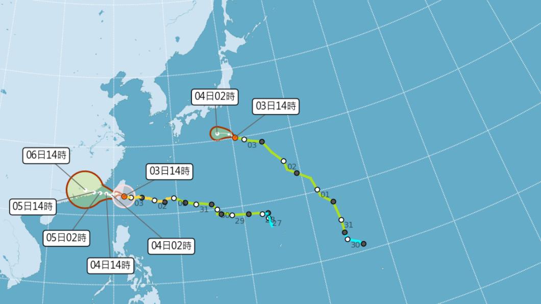 高雄山區今（3）日起將持續有豪雨等級以上降雨發生，且入夜後預估風雨增大。（圖／氣象局）