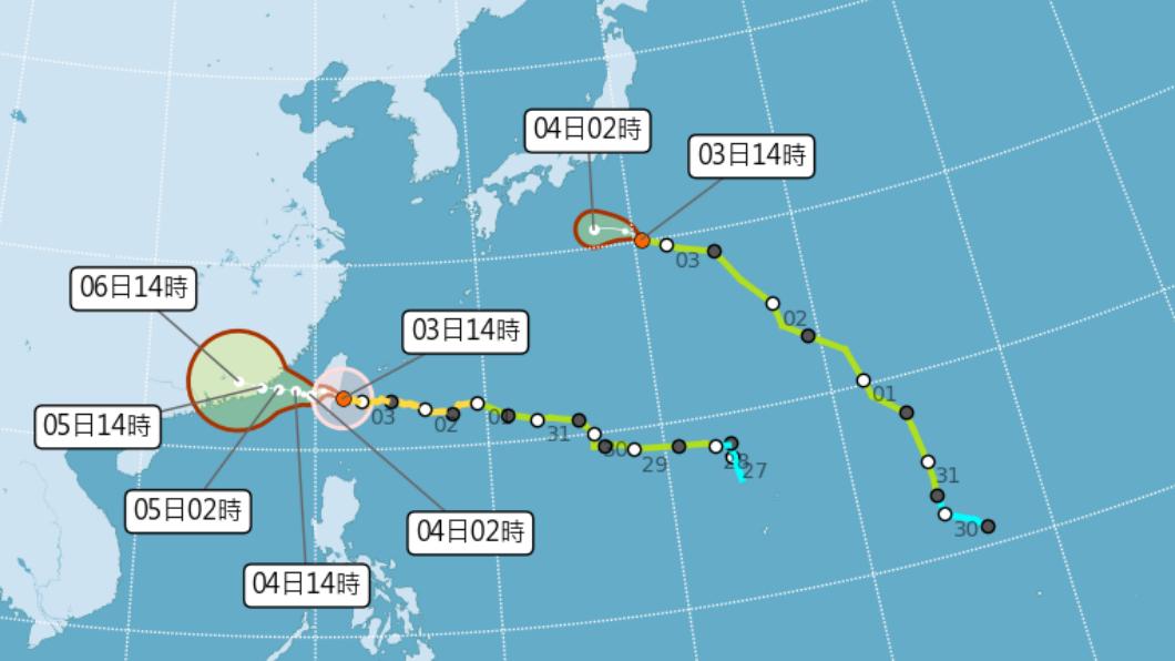 海葵颱風3點登陸台東。（圖／氣象局）