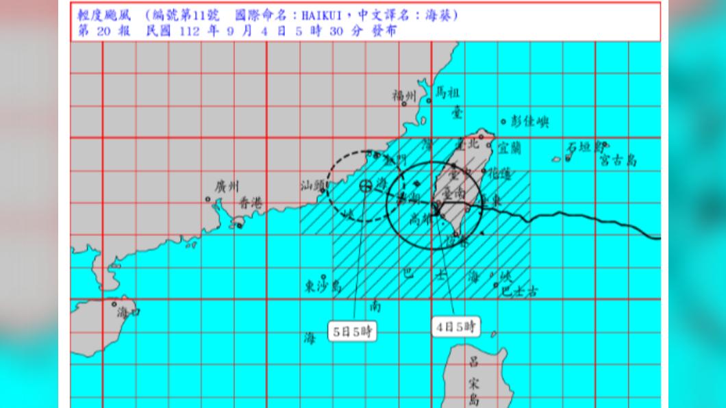 怪颱！海葵凌晨二次登陸高雄　暴風中心一半近海一半在陸地